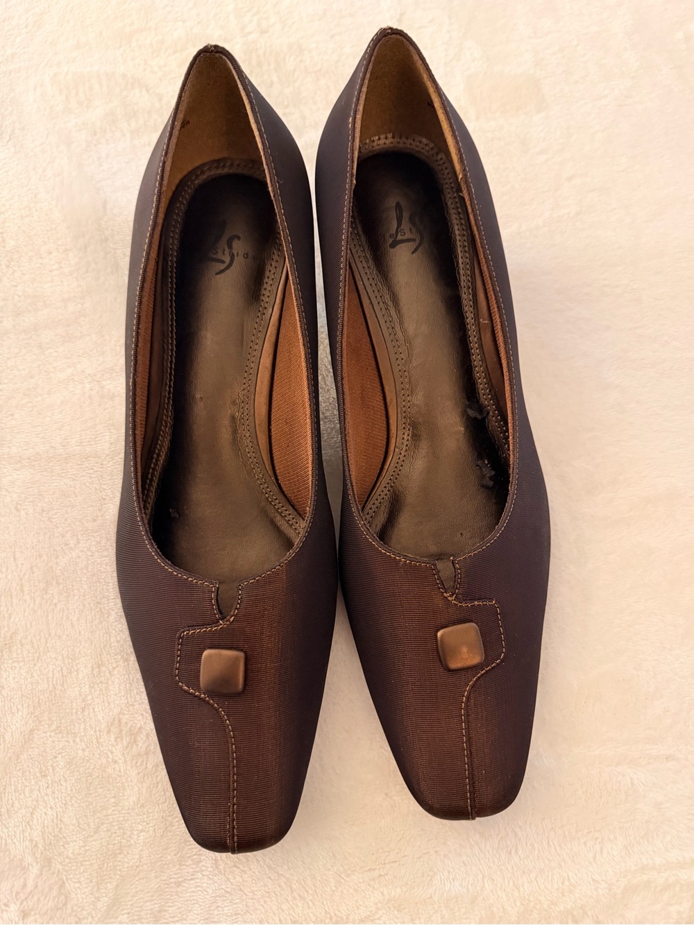 Life Stride Brown Square-Toe Slip-On Loafers